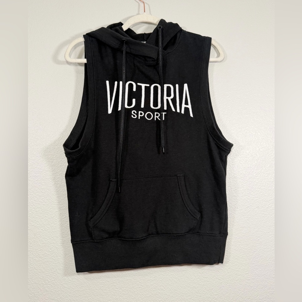 Victoria Sport Hoodie Sweatshirt Sleeveless Black White Athletic Sport Women XS